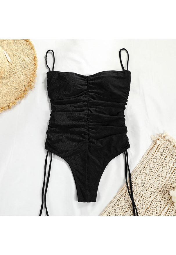Intica - Jednoczęściowy strój kąpielowy bodycon z regulowanymi ramiączkami Raimonda. Kolor: czarny. Materiał: tkanina