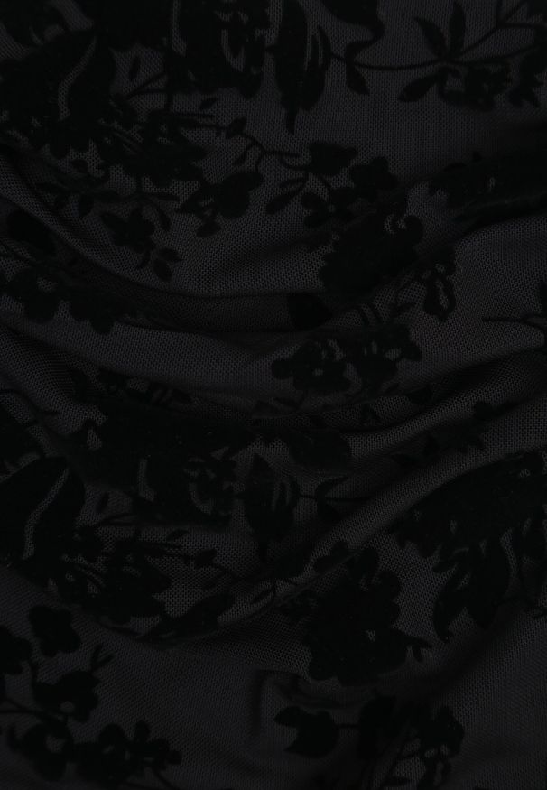 Born2be - Czarna Siateczkowa Sukienka na Ramiączkach w Kwiatowy Welurowy Wzór Foresa. Kolor: czarny. Materiał: welur. Długość rękawa: na ramiączkach. Wzór: kwiaty. Typ sukienki: dopasowane, proste. Styl: elegancki. Długość: mini