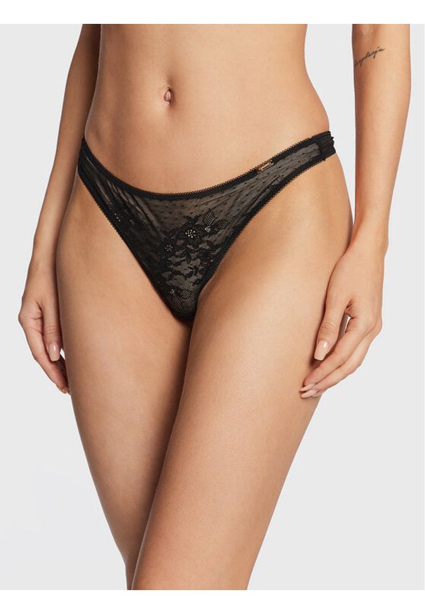 Gossard Stringi Glossies 13006 Czarny. Kolor: czarny. Materiał: syntetyk