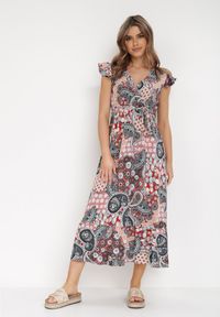 Born2be - Różowa Sukienka Ompheina. Kolor: różowy. Materiał: materiał. Wzór: paisley. Sezon: lato. Typ sukienki: kopertowe. Długość: midi #4