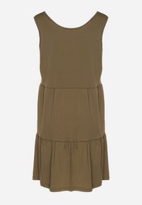 Born2be - Ciemnozielona Sukienka o Rozkloszowanym Kroju na Szerokich Ramiączkach z Guzikami Saniella. Okazja: na co dzień. Kolor: zielony. Długość rękawa: na ramiączkach. Typ sukienki: rozkloszowane. Styl: elegancki, casual, klasyczny #6