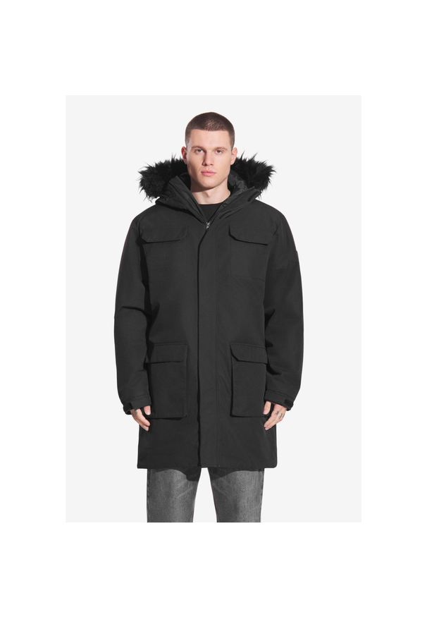 Kurtka turystyczna męska Prosto Expedition zimowa. Kolor: czarny. Sezon: zima