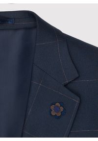 Pako Lorente - PAKO LORENTE – Granatowa marynarka garniturowa w kratę Windowpane. Kolor: niebieski. Materiał: wiskoza. Wzór: kratka #7