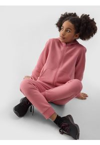 4f - 4F Spodnie dresowe joggery dziewczęce - różowe 158 (12-13 lat). Okazja: na co dzień. Kolor: różowy. Materiał: dresówka. Wzór: gładki, ze splotem. Sezon: lato. Styl: casual, sportowy #1
