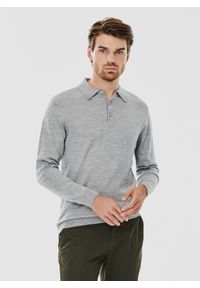 Pako Lorente - PAKO LORENTE – Męski szary sweter z kołnierzykiem polo. Typ kołnierza: polo. Kolor: szary, niebieski. Materiał: wełna, akryl, poliamid. Wzór: melanż. Sezon: jesień, zima #10