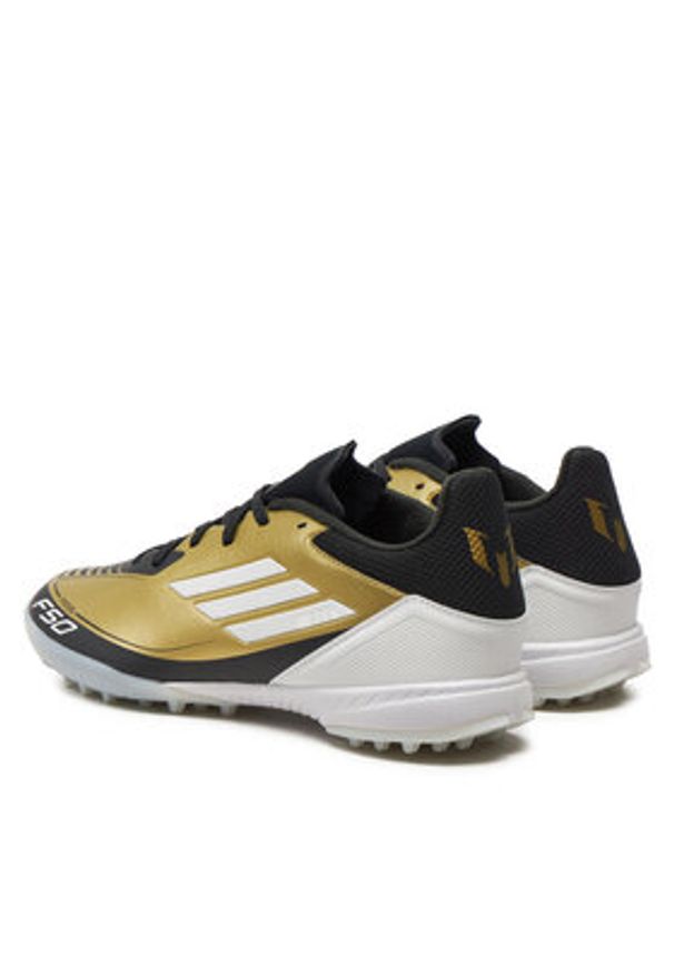 Adidas - adidas Buty do piłki nożnej F50 League Messi Turf IG9282 Złoty. Kolor: złoty. Materiał: skóra