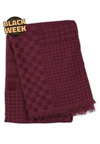 Teer - Bordowy Szalik Wiosenno-Jesienny -TEER- Przejściowy, Męski, Dwustronny, Lekki, w Kratkę. Okazja: na spacer. Kolor: czerwony. Materiał: poliester. Wzór: kratka. Sezon: wiosna, jesień. Styl: elegancki #1