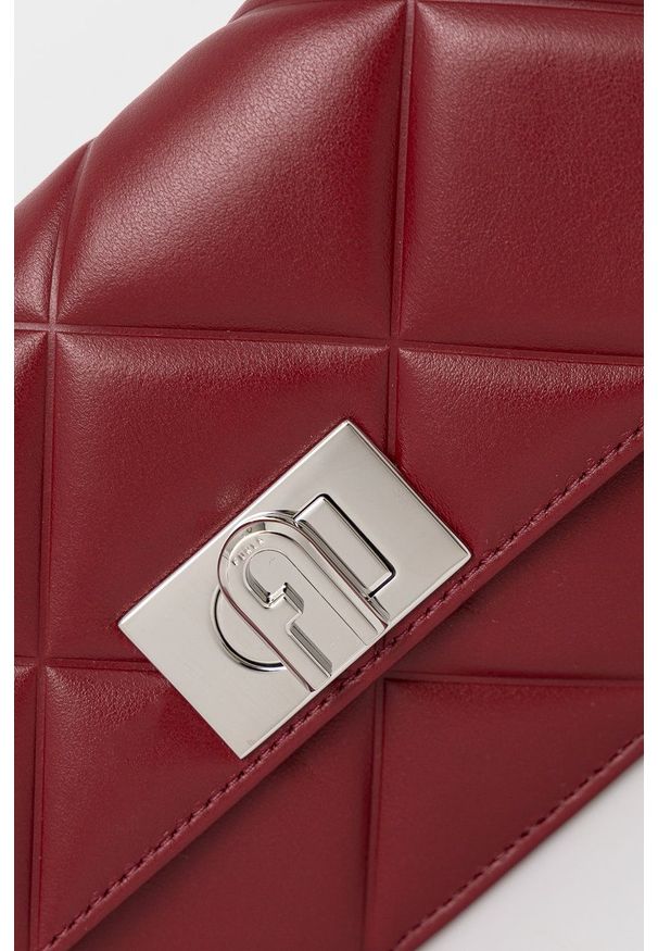 Furla Torebka skórzana kolor bordowy. Kolor: czerwony. Materiał: skórzane