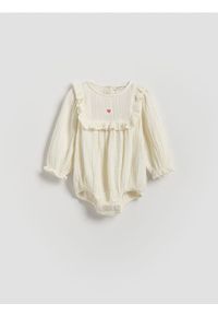Reserved - Muślinowe body z falbanką - złamana biel. Materiał: bawełna #1