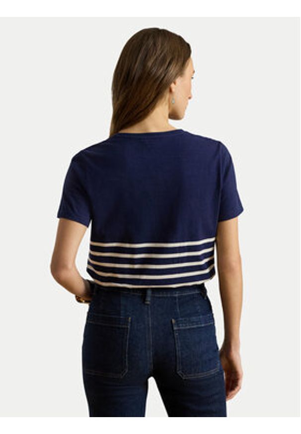 Lauren Ralph Lauren - LAUREN RALPH LAUREN T-Shirt 200B21056001 Granatowy Relaxed Fit. Kolor: niebieski. Materiał: bawełna