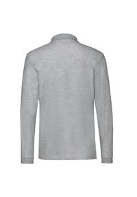 FRUIT OF THE LOOM - Męska Koszulka Polo Premium Z Długim Rękawem. Typ kołnierza: polo. Kolor: szary. Długość rękawa: długi rękaw. Długość: długie