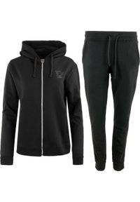 ZUMBA WEAR - Czarny Zestaw Sportowy Athleisure dla Kobiet Susy. Kolor: czarny. Materiał: poliester, bawełna. Wzór: nadruk. Sport: turystyka piesza