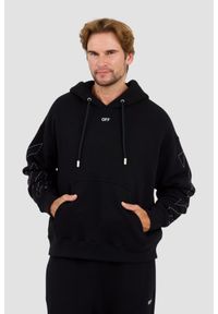 OFF-WHITE Czarna męska bluza haftowana Stitch Arr Skate Hoodie, Rozmiar L. Kolor: czarny. Wzór: haft