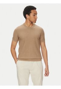 JOOP! Jeans Sweter 15 JJK-14Simoro 30045813 Beżowy Modern Fit. Kolor: beżowy. Materiał: bawełna