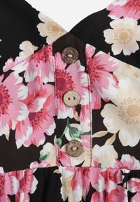 Renee - Czarna Sukienka Kydatea. Typ kołnierza: dekolt w kształcie V. Kolor: czarny. Materiał: wiskoza, tkanina. Długość rękawa: na ramiączkach. Wzór: nadruk, kwiaty, kolorowy. Typ sukienki: rozkloszowane. Styl: wakacyjny. Długość: maxi #3