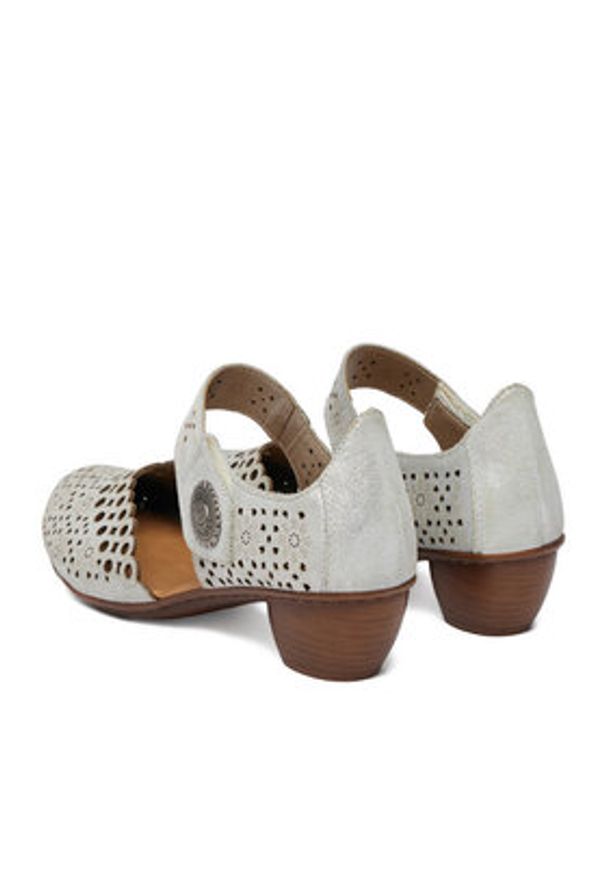 Rieker Półbuty 43753-90 Srebrny. Kolor: srebrny. Materiał: zamsz, skóra