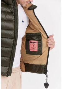 Blauer USA - BLAUER Zielona puchowa kurtka męska Virgil z kapturem, Rozmiar M. Typ kołnierza: kaptur. Kolor: zielony. Materiał: puch #5