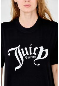 Juicy Couture - JUICY COUTURE Czarny t-shirt damski Amanza. Kolor: czarny. Materiał: bawełna #4