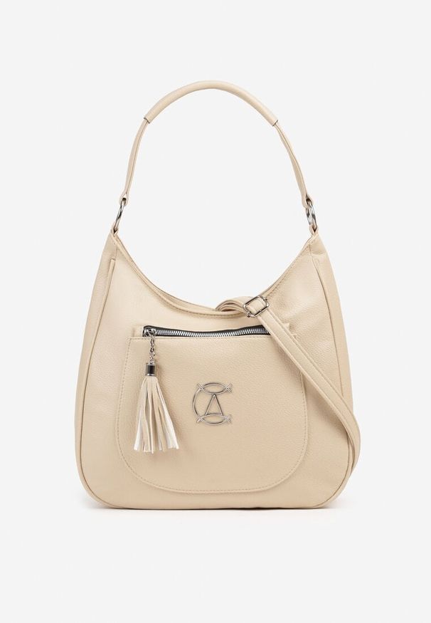 Born2be - Jasnobeżowa Torebka Typu Shopper Ozdobiona Frędzlami Felluria. Kolor: beżowy. Wzór: aplikacja. Dodatki: z frędzlami. Styl: biznesowy, klasyczny, elegancki, casual