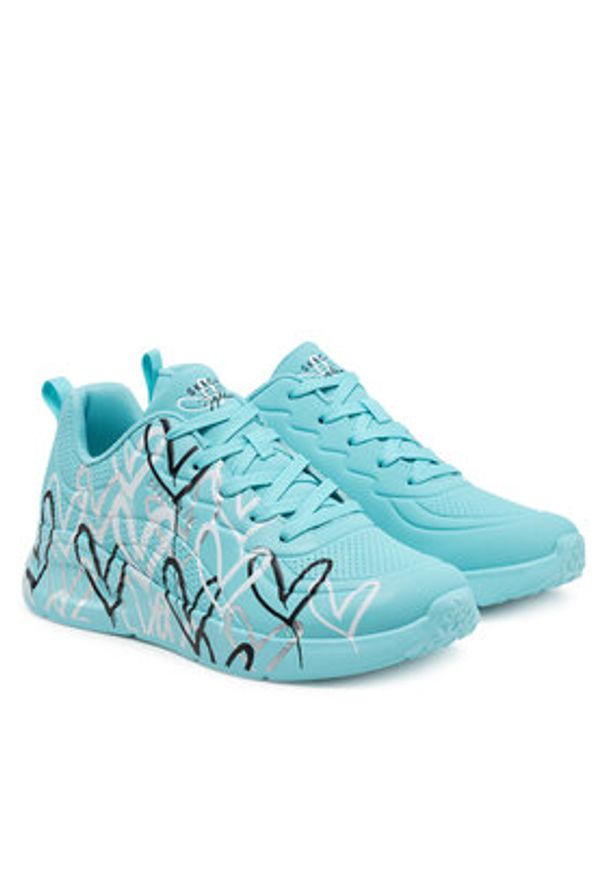 skechers - Skechers Sneakersy Uno Lite - Heart of Hearts 177977/TURQ Turkusowy. Kolor: turkusowy. Materiał: skóra
