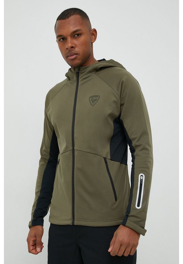 Rossignol kurtka outdoorowa kolor zielony. Kolor: zielony. Materiał: tkanina, materiał, softshell. Długość rękawa: raglanowy rękaw