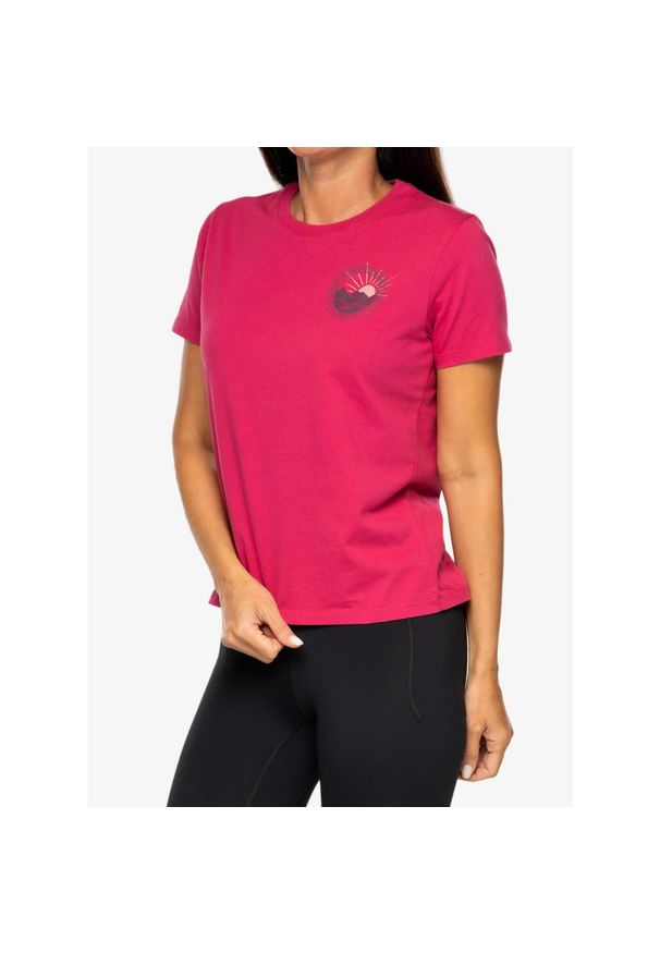 Koszulka z nadrukiem damska Inov-8 Graphic Tee SS 2003. Kolor: różowy. Wzór: nadruk