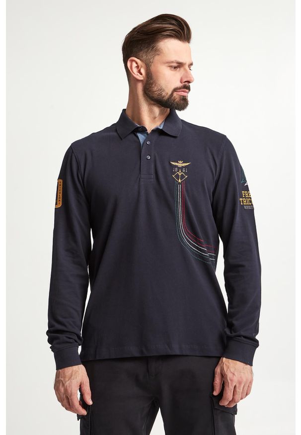 Aeronautica Militare - Longsleeve Polo męski AERONAUTICA MILITARE. Typ kołnierza: polo. Długość rękawa: długi rękaw