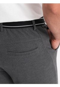 Ombre Clothing - Dzianinowe spodnie męskie z gumką w pasie - ciemnoszare V2 OM-PACP-0116 - XXL. Kolor: szary. Materiał: dzianina #5