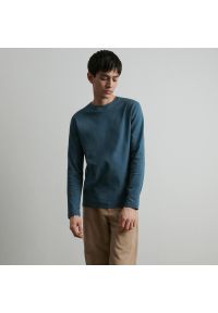 Reserved - Longsleeve regular z bawełny organicznej - Niebieski. Kolor: niebieski. Materiał: bawełna. Długość rękawa: długi rękaw