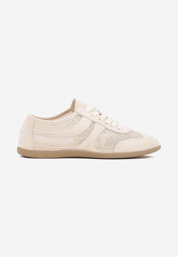 Born2be - Beżowe Sneakersy Typu Tenisówki z Siateczkowymi Wstawkami Corigoria. Okazja: na co dzień. Kolor: beżowy