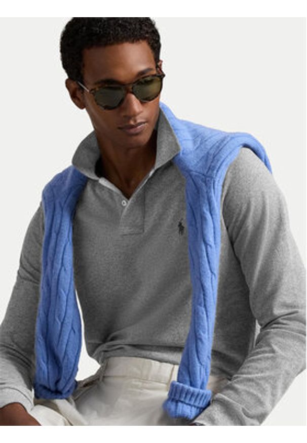 Polo Ralph Lauren Polo 710680790003 Szary Custom Slim Fit. Typ kołnierza: polo. Kolor: szary. Materiał: bawełna