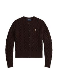 Polo Ralph Lauren Kardigan 211972104007 Brązowy Slim Fit. Typ kołnierza: polo. Kolor: brązowy. Materiał: wełna #5