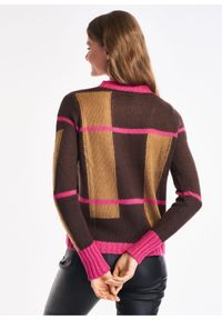 Ochnik - Sweter damski z ozdobnymi tasiemkami. Materiał: akryl. Długość: długie. Wzór: aplikacja. Sezon: zima #2