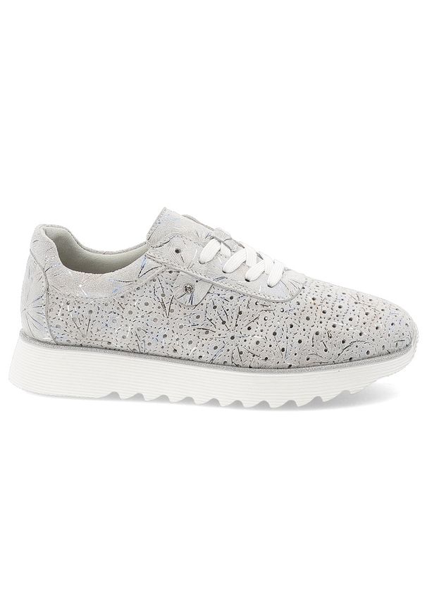 Srebrne Sneakersy S.Barski Modne Obuwie Damskie. Zapięcie: sznurówki. Kolor: srebrny. Materiał: zamsz. Szerokość cholewki: normalna. Styl: elegancki, klasyczny
