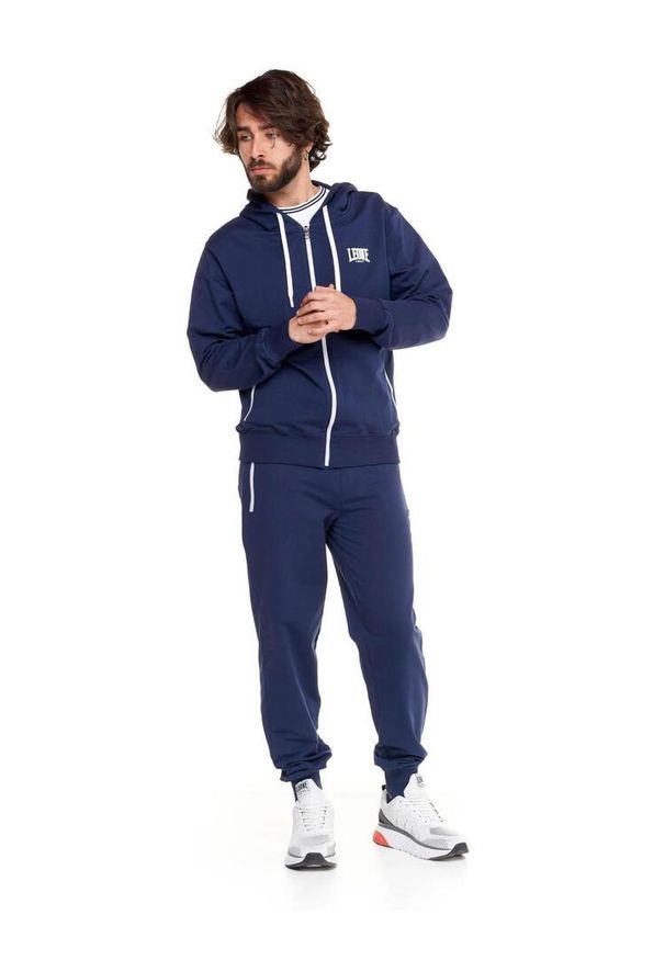 LEONE 1947 APPAREL - Męski dres z kapturem Fight Fluo. Kolor: niebieski. Materiał: dresówka. Sport: fitness