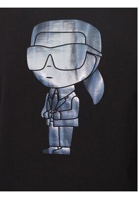 Karl Lagerfeld - KARL LAGERFELD T-Shirt 755424 542241 Czarny Regular Fit. Typ kołnierza: dekolt w karo. Kolor: czarny. Materiał: bawełna #3