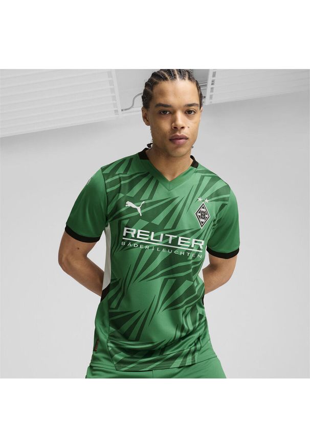 Puma - Męska koszulka wyjazdowa Borussia Mönchengladbach 24/25 PUMA Archive Green White. Kolor: zielony, biały, wielokolorowy. Sport: piłka nożna
