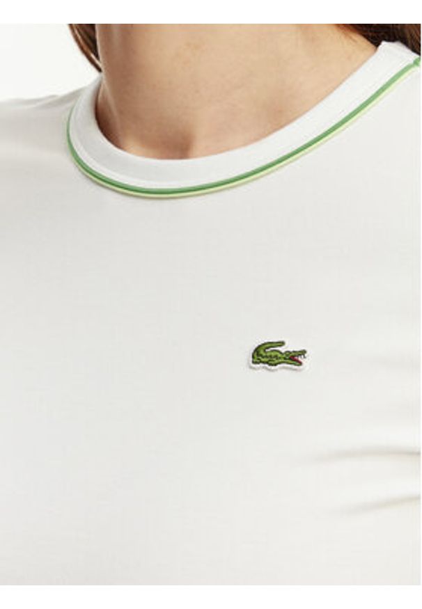 Lacoste T-Shirt TF5289 Biały Slim Fit. Kolor: biały. Materiał: bawełna