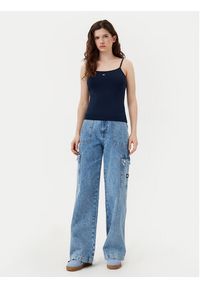 Tommy Jeans Top Essential DW0DW20675 Granatowy Slim Fit. Kolor: niebieski. Materiał: bawełna #5