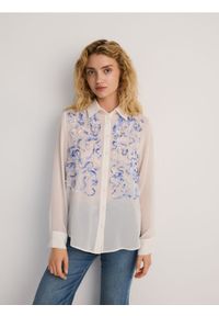Reserved - Koszula ze wzorem - biały. Kolor: biały. Materiał: tkanina #1