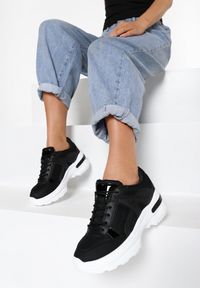 Born2be - Czarne Sneakersy Molmellia. Wysokość cholewki: przed kostkę. Kolor: czarny. Materiał: materiał. Szerokość cholewki: normalna. Wzór: aplikacja #1