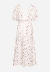 Born2be - Biała Rozkloszowana Sukienka z Odkrytymi Plecami i Gumką w Talii Vendrea. Okazja: na spacer. Typ kołnierza: dekolt w kształcie V. Kolor: biały. Materiał: bawełna. Długość rękawa: krótki rękaw. Sezon: lato. Styl: wizytowy, elegancki #4