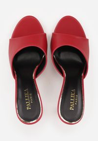 Renee - Bordowe Klapki z Wyciętą Cholewką Glyserris. Okazja: na imprezę, na co dzień. Kolor: czerwony. Materiał: skóra. Styl: casual, elegancki #8