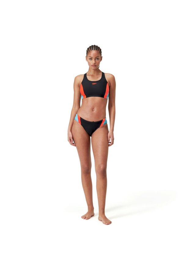 Strój kąpielowy damski dwuczęściowy Speedo Colourblock Splice 2.0. Kolor: fioletowy, wielokolorowy, czarny