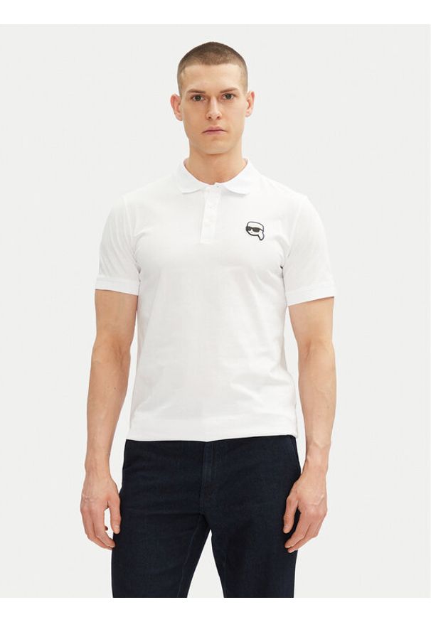 Karl Lagerfeld - KARL LAGERFELD Polo 745710 500224 Biały Regular Fit. Typ kołnierza: polo. Kolor: biały. Materiał: bawełna