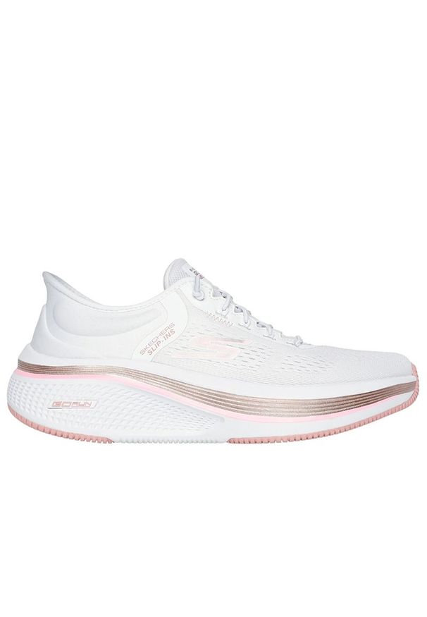 skechers - Buty damskie Skechers Go Run Elevate 2.0 - Banyan 129006WPK - białe. Okazja: na spacer, na co dzień. Zapięcie: sznurówki. Kolor: biały. Materiał: guma, syntetyk, materiał. Szerokość cholewki: normalna. Wzór: aplikacja. Model: Skechers Sport. Sport: bieganie