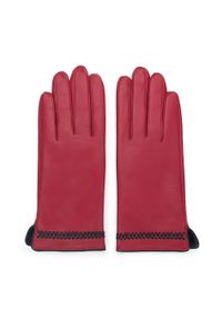 Wittchen - Damskie rękawiczki skórzane z obszyciem w kłos czerwone. Kolor: czerwony. Materiał: skóra. Styl: elegancki #3