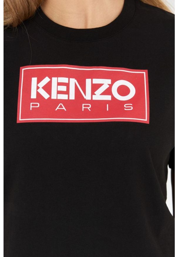 Kenzo - KENZO Czarny t-shirt damski z czerwonym logo. Kolor: czarny