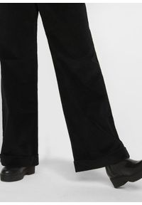 bonprix - Szerokie spodnie sztruksowe ze stretchem, high waist. Stan: podwyższony. Kolor: czarny. Materiał: sztruks #3