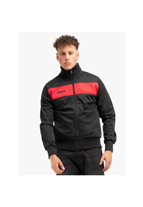 Kurtka z dresu Lonsdale Alnwick. Okazja: na co dzień. Kolor: wielokolorowy, czarny, czerwony. Materiał: dresówka. Styl: casual, sportowy
